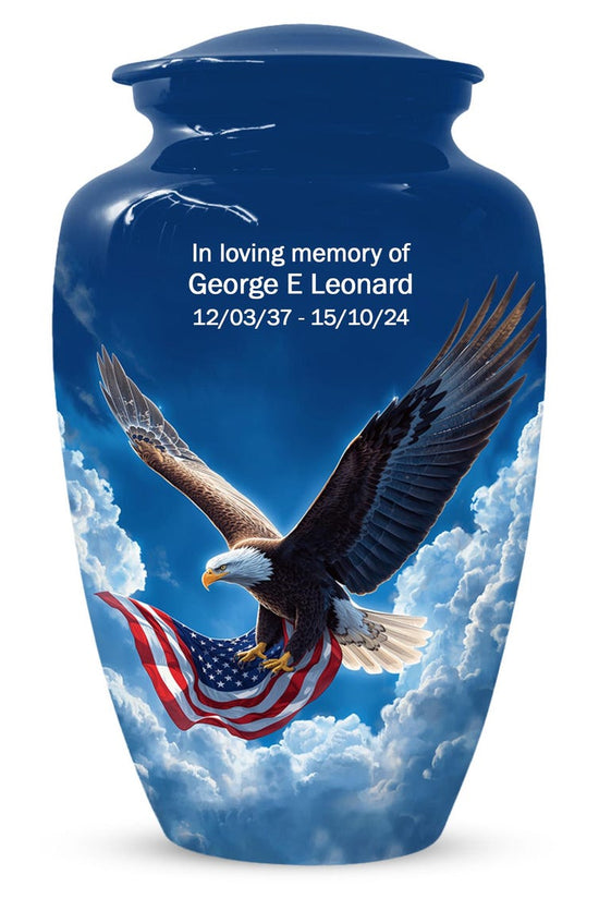 Patriotic Cremation Urn - American Flag Eagle Urns – Personalized Keepsake For Funeral
