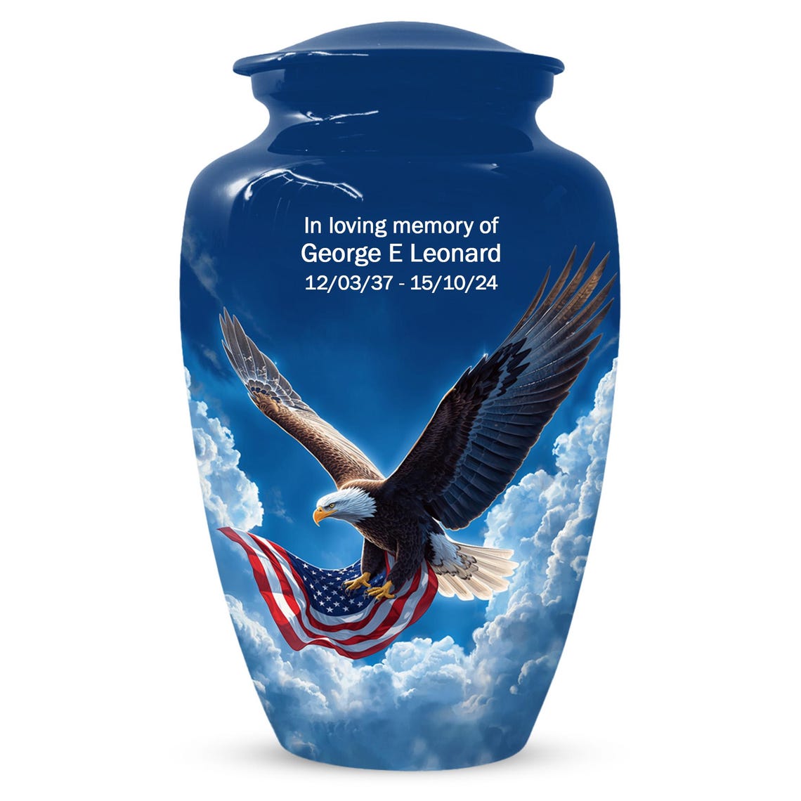 Patriotic Cremation Urn - American Flag Eagle Urns – Personalized Keepsake For Funeral
