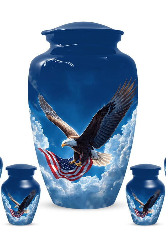 Patriotic Cremation Urn - American Flag Eagle Urns – Personalized Keepsake For Funeral
