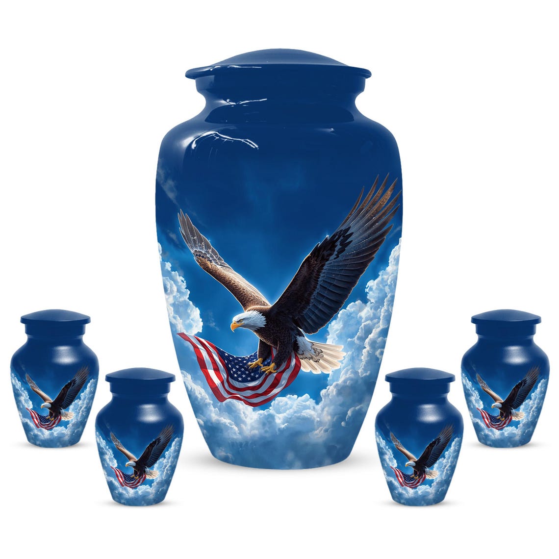 Patriotic Cremation Urn - American Flag Eagle Urns – Personalized Keepsake For Funeral
