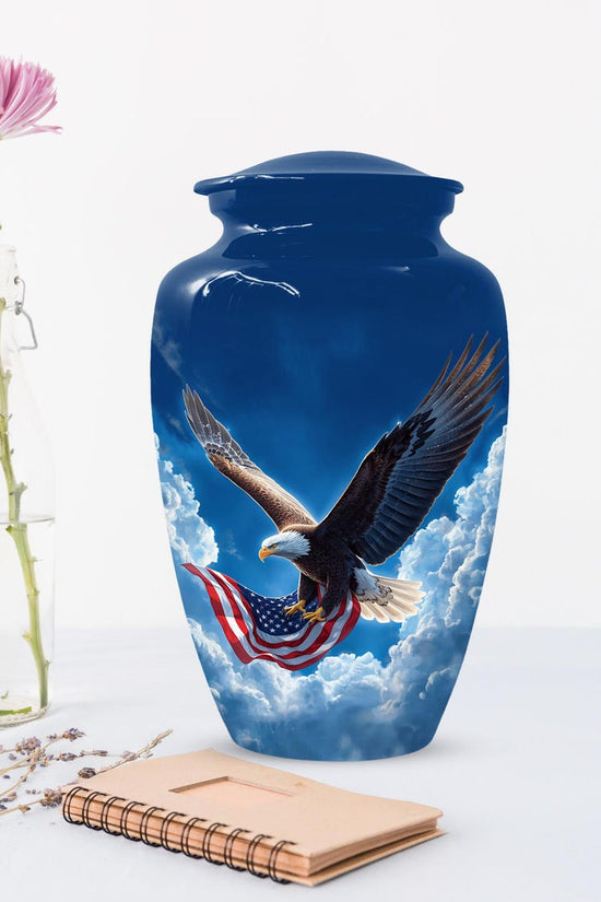 Patriotic Cremation Urn - American Flag Eagle Urns – Personalized Keepsake For Funeral
