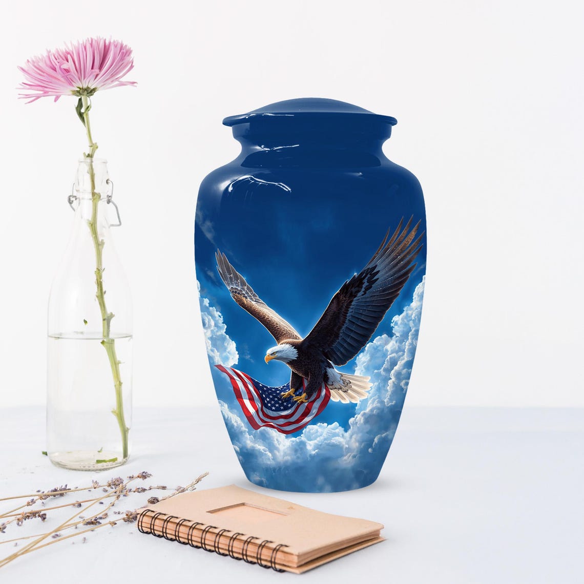 Patriotic Cremation Urn - American Flag Eagle Urns – Personalized Keepsake For Funeral

