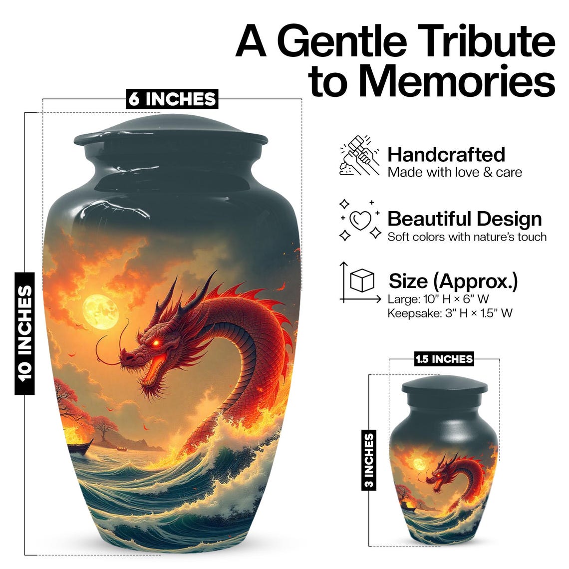 Aggresive Dragon Urn For Adult Male