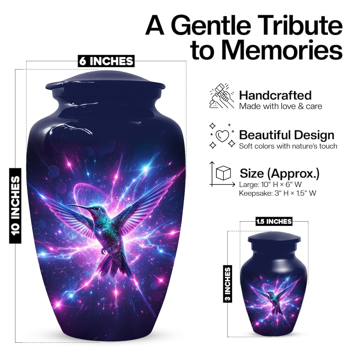 Purple Hummingbird Urn For Ashes