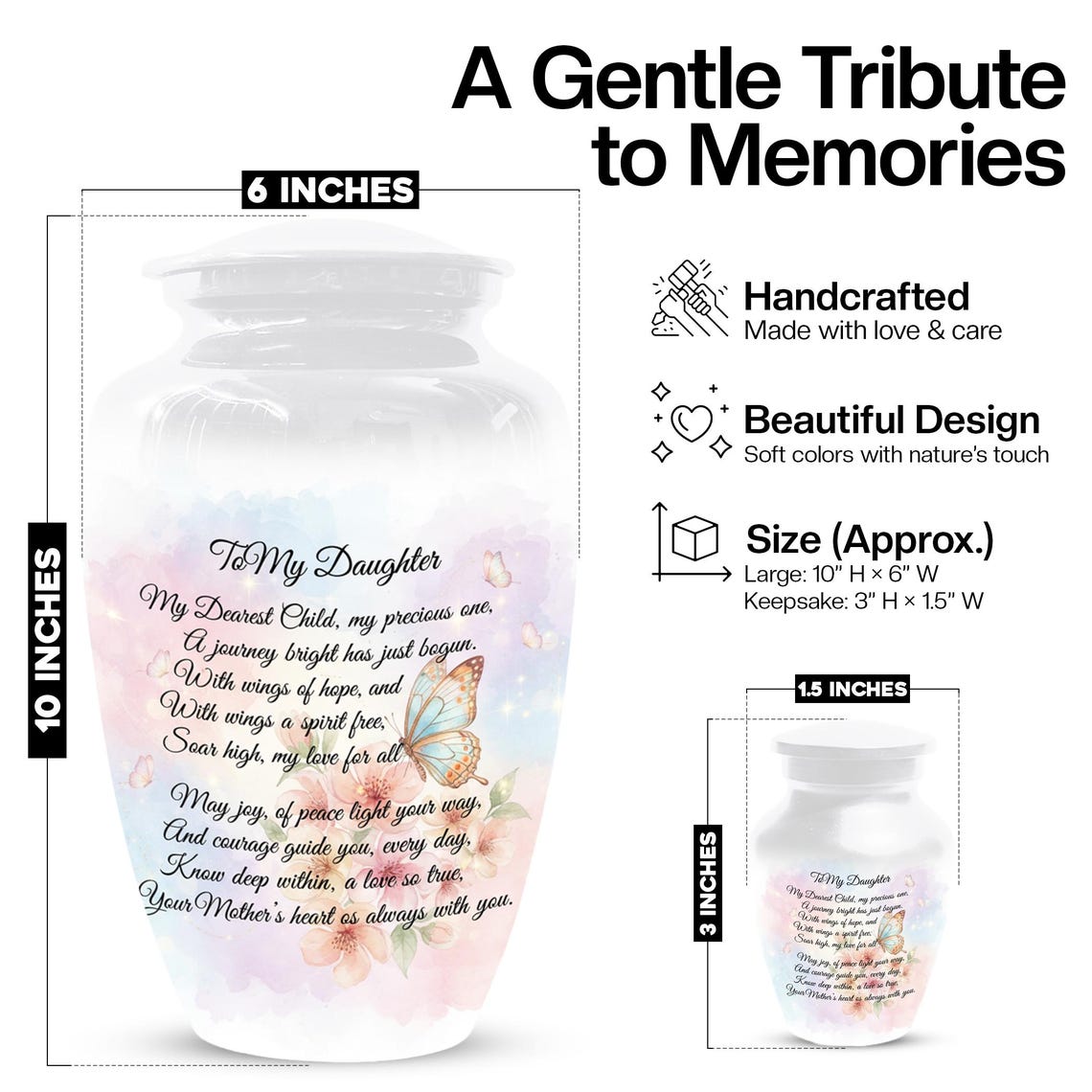 Butterfly Cremation Urn - White Customized Urns For Cremains