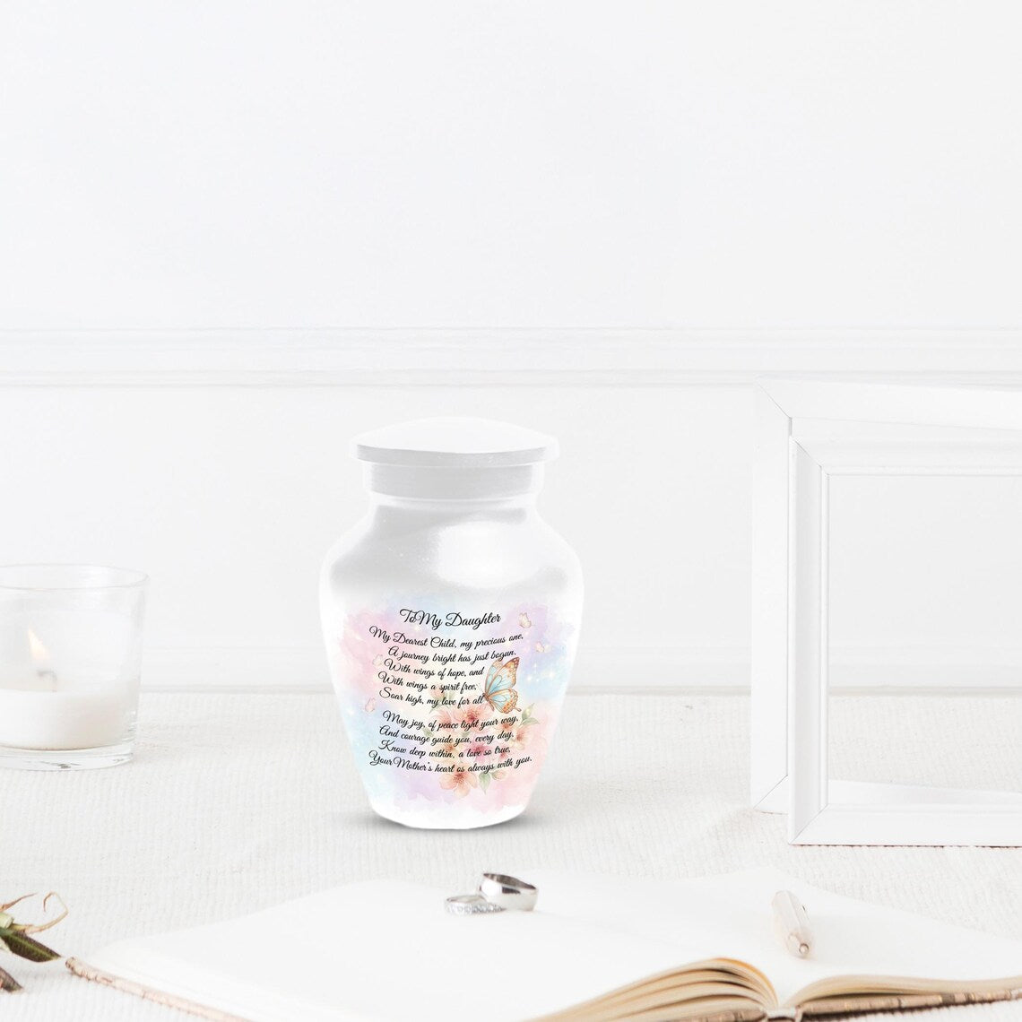 Butterfly Cremation Urn - White Customized Urns For Cremains