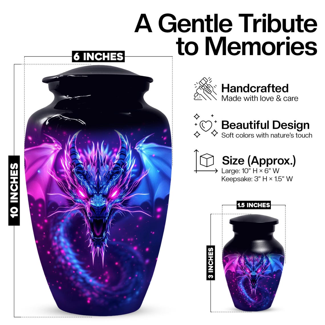 Neon Dragon Cremation Urn For Human Ashes