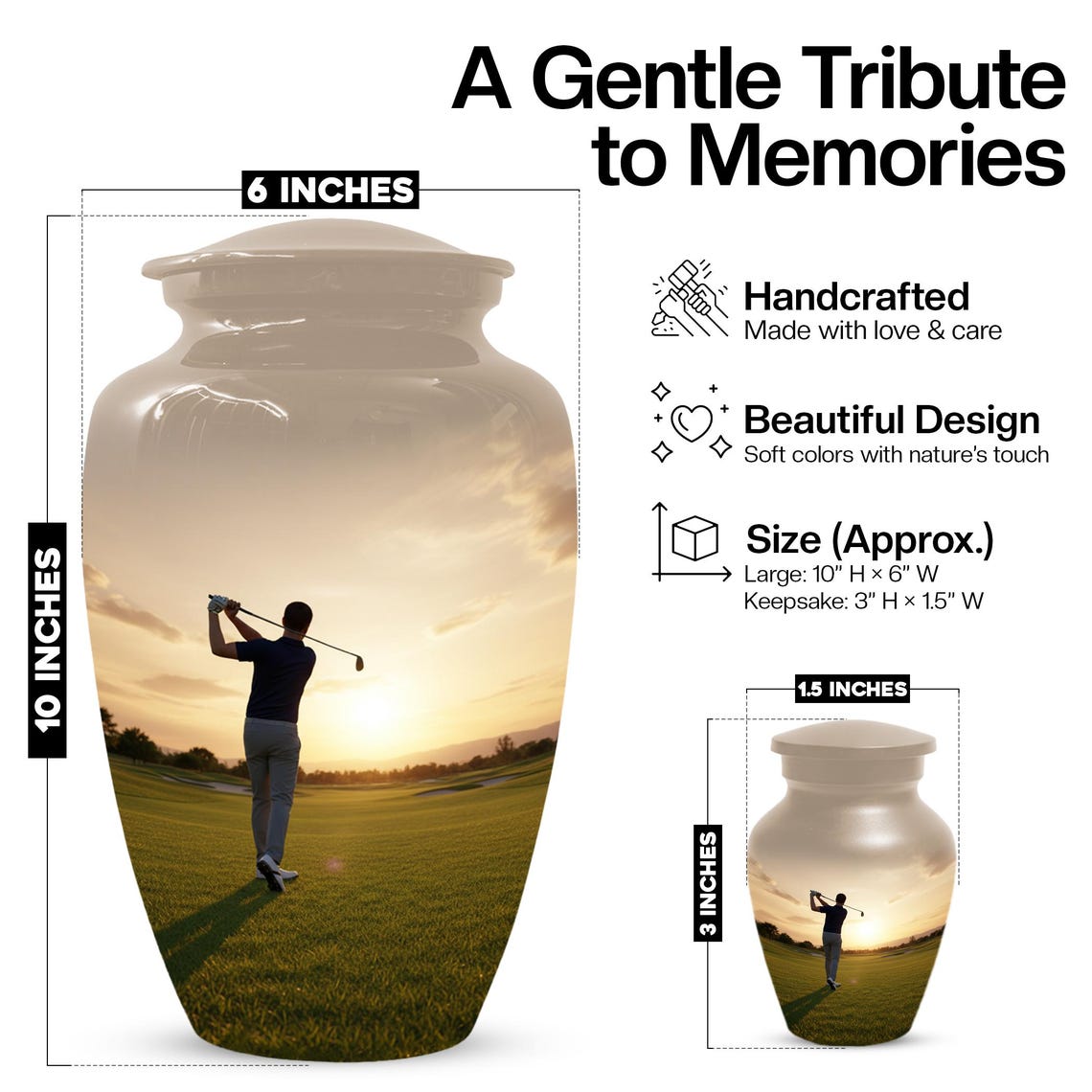 Handmade Golf Urn for Dad | Memorial Keepsake Urns