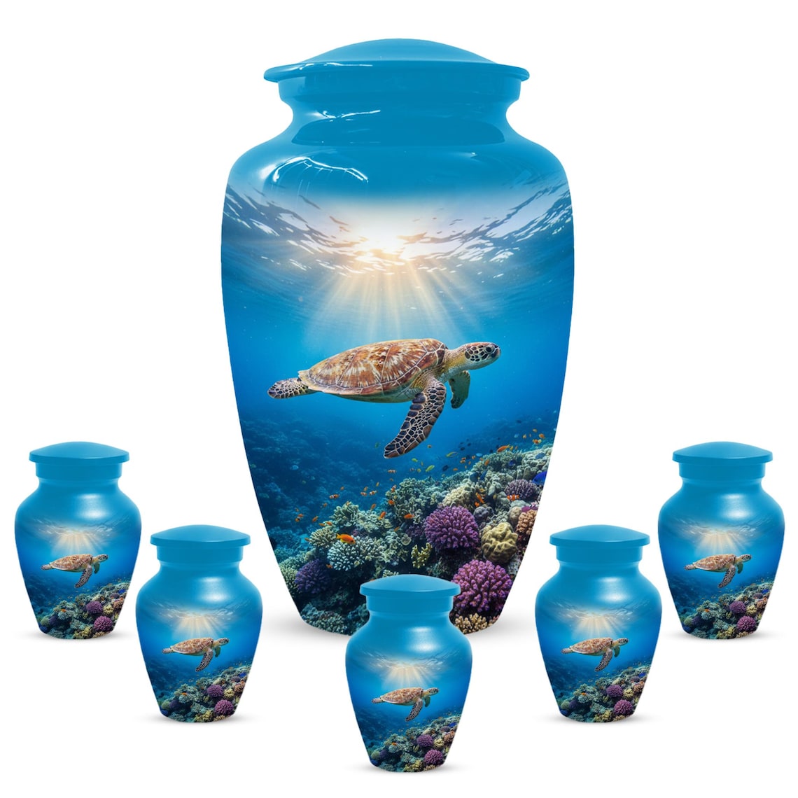 Personalized Sea Turtle Urn for Ashes, Ocean Cremation Urns For Men & Women