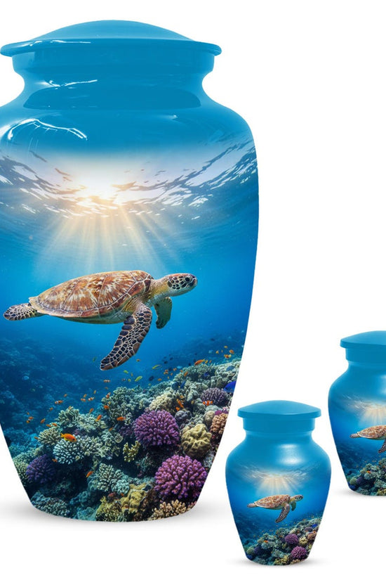 Personalized Sea Turtle Urn for Ashes, Ocean Cremation Urns For Men & Women