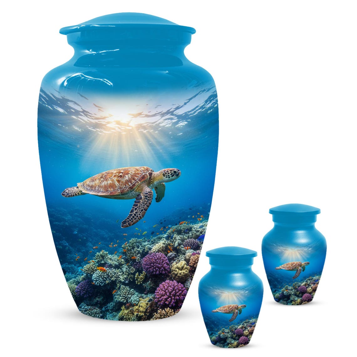Personalized Sea Turtle Urn for Ashes, Ocean Cremation Urns For Men & Women