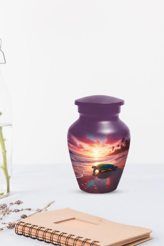 Sea Turtle Urn, Sunset Beach Urns for Ashes, Personalized Keepsake For Mom & Dad