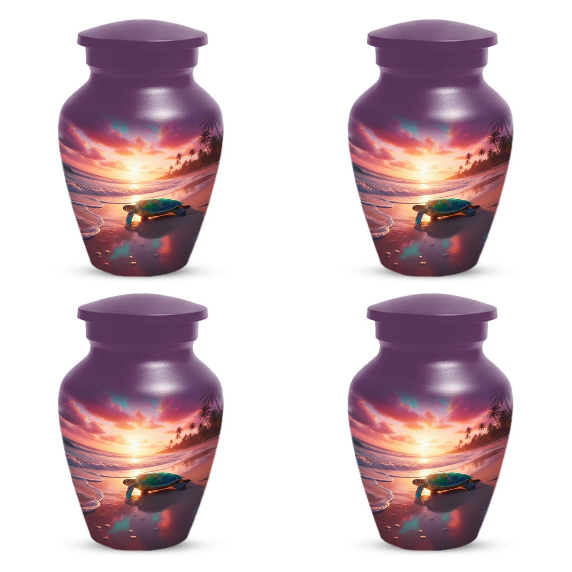 Sea Turtle Urn, Sunset Beach Urns for Ashes, Personalized Keepsake For Mom & Dad
