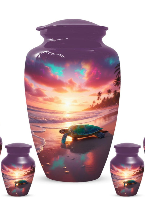 Sea Turtle Urn, Sunset Beach Urns for Ashes, Personalized Keepsake For Mom & Dad