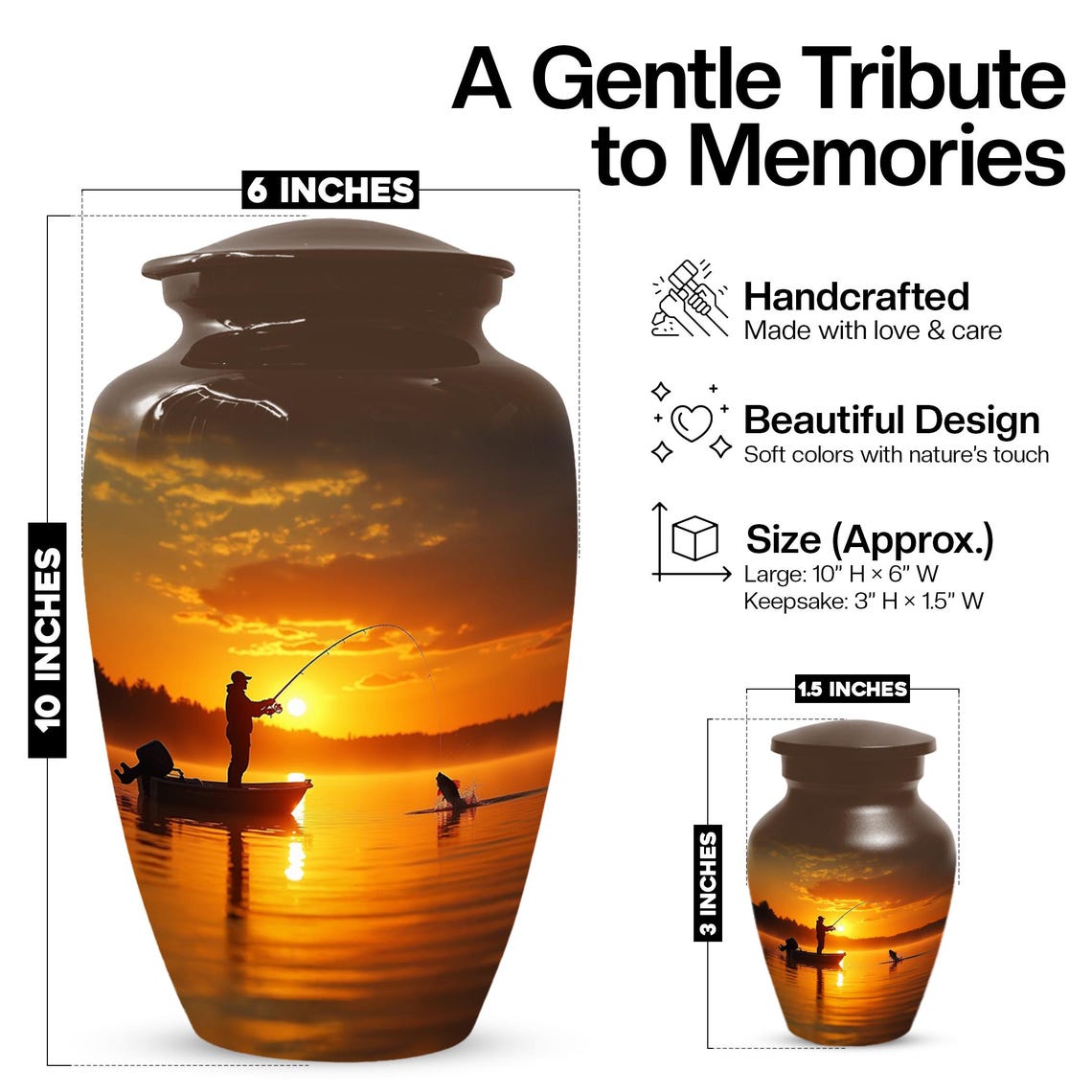Gone Fishing Sunset Urn for Dad