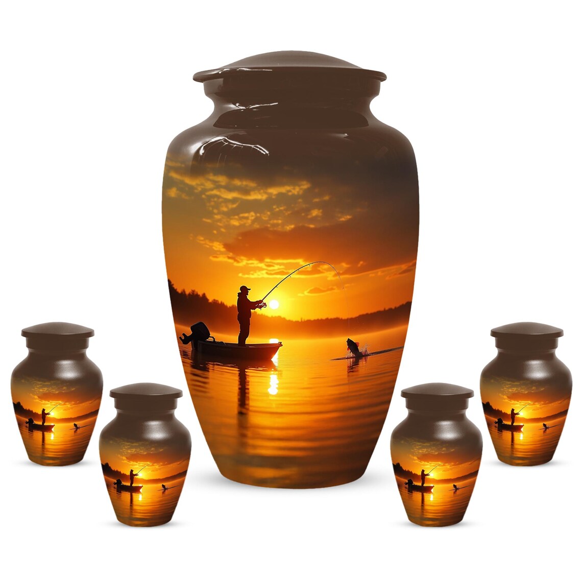 Gone Fishing Sunset Urn for Dad