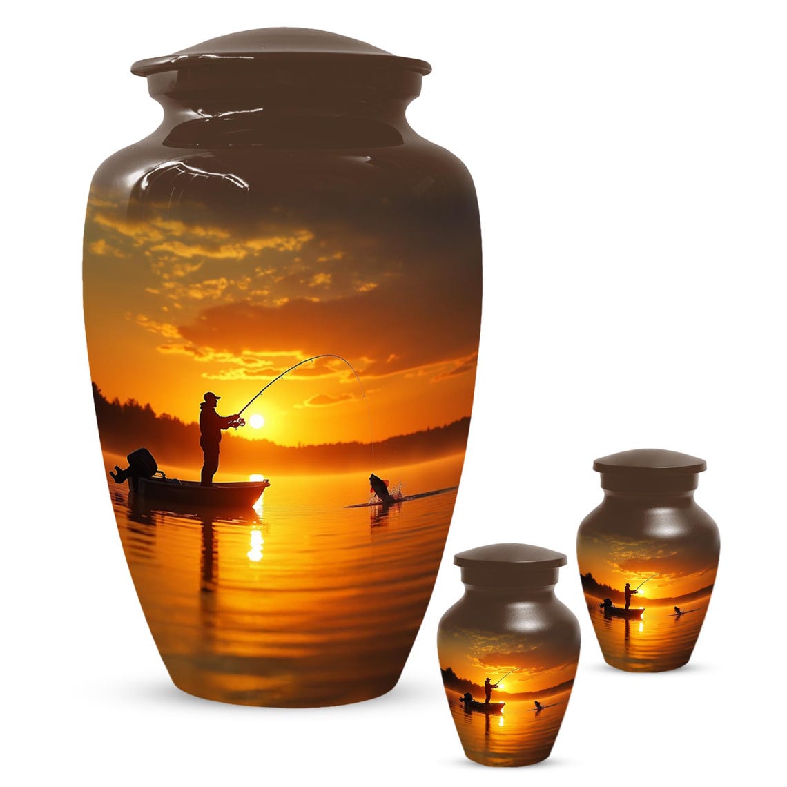 Gone Fishing Sunset Urn for Dad