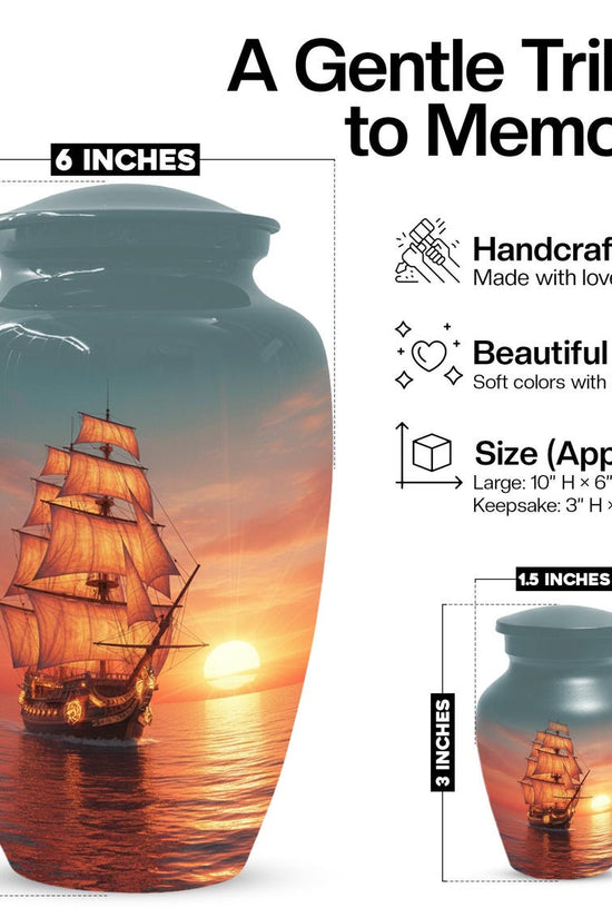 Sailboat Sunset Urns For Ashes | Ocean Ship Custom Urn