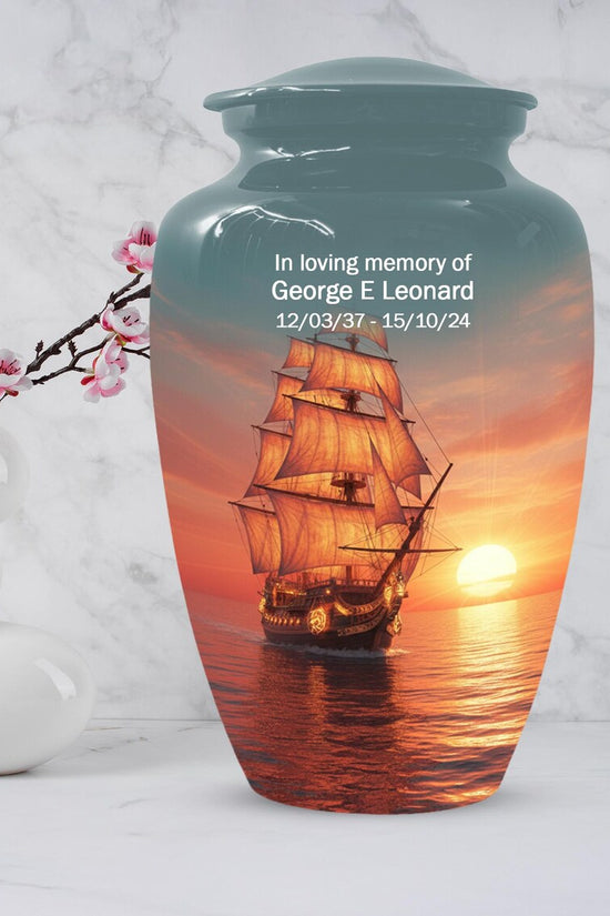 Sailboat Sunset Urns For Ashes | Ocean Ship Custom Urn