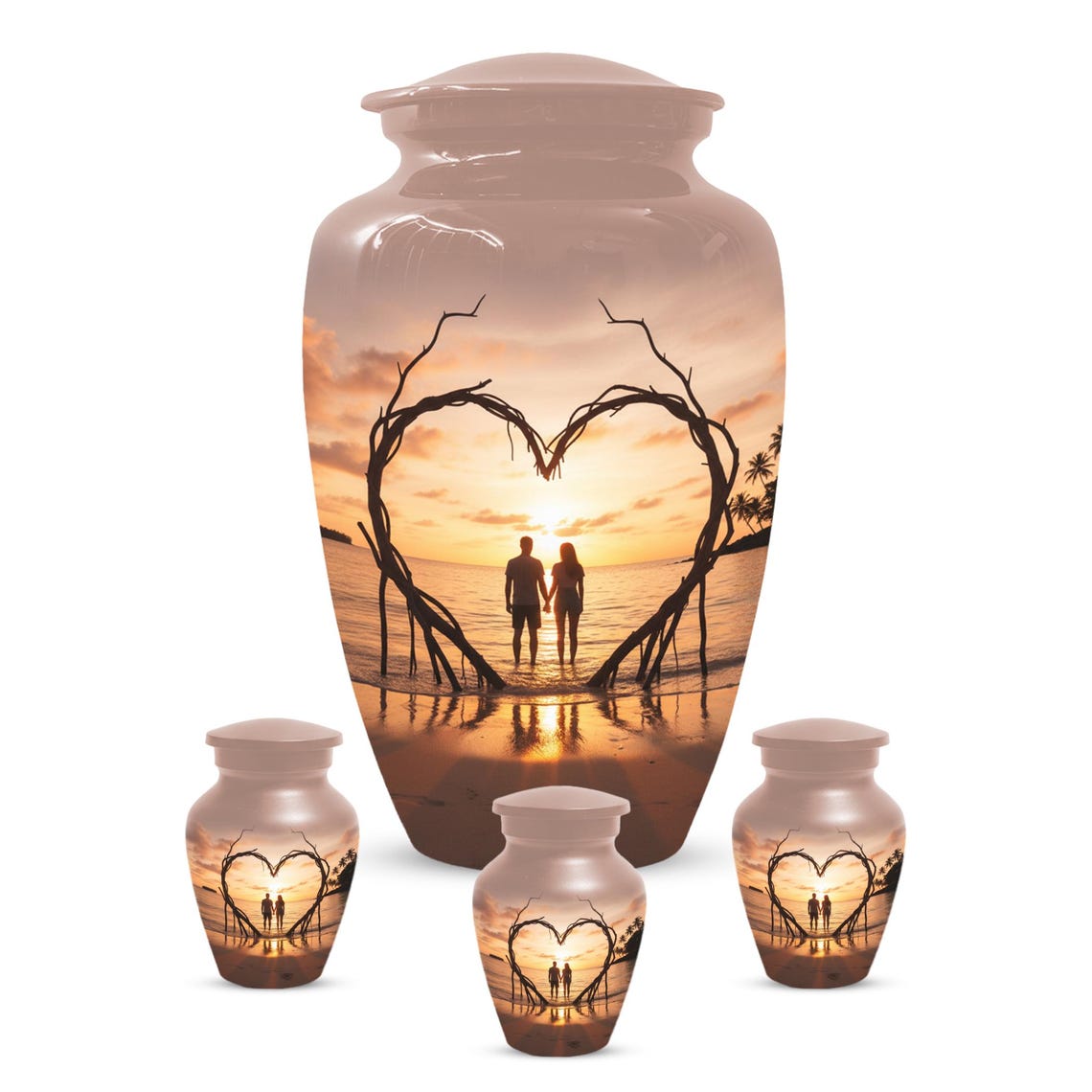 Orange Sunset Beach Urns For Ashes