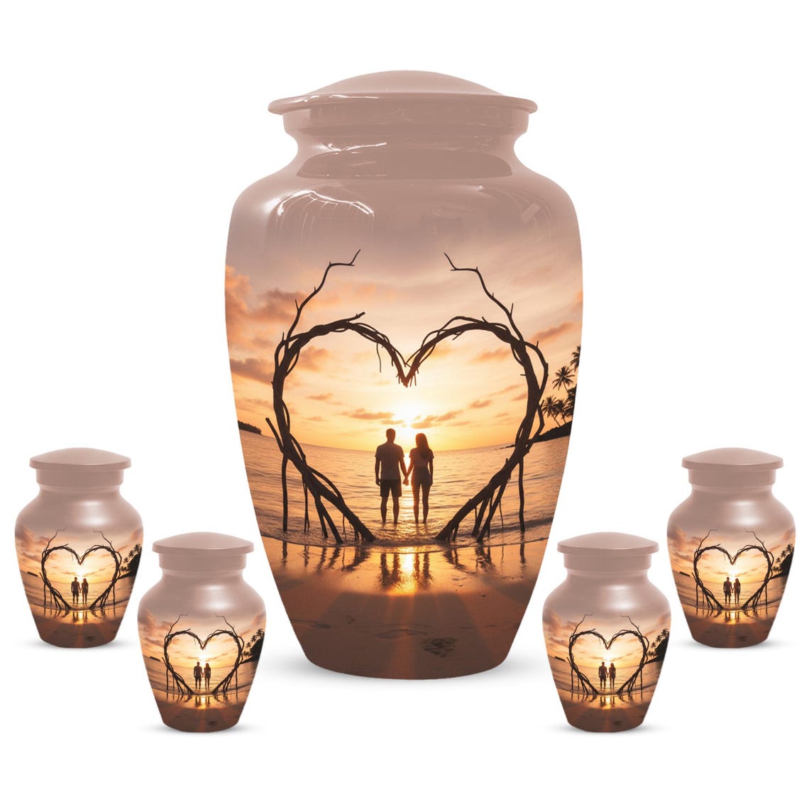 Orange Sunset Beach Urns For Ashes