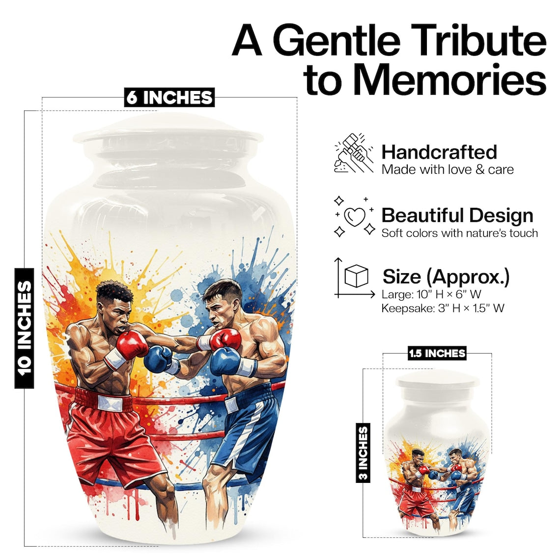 Boxing Artistic Urn for Ashes - Cremation Urns for Fighter - Small Keepsakes