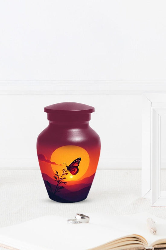 Butterfly Cremation Urns, Orange Sunset Urn For Mom