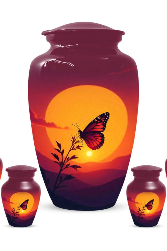 Butterfly Cremation Urns, Orange Sunset Urn For Mom