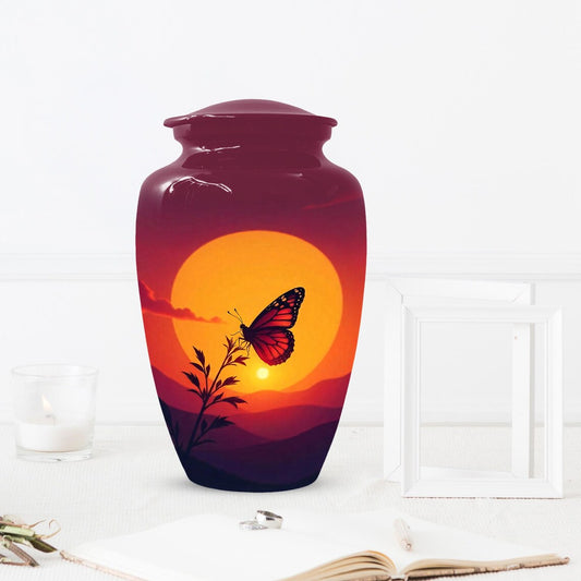 Butterfly Cremation Urns, Orange Sunset Urn For Mom