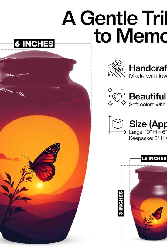 Butterfly Cremation Urns, Orange Sunset Urn For Mom