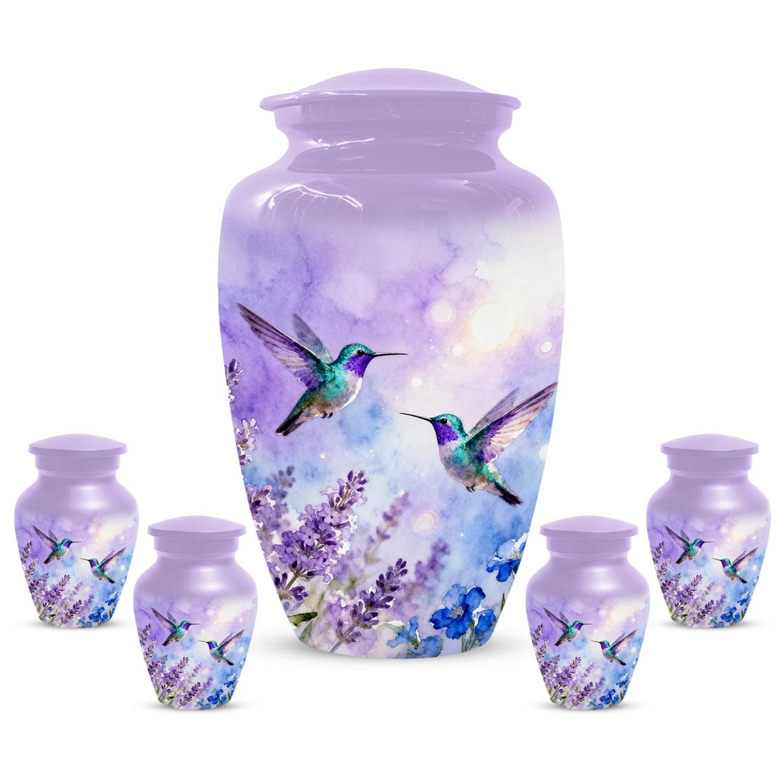 Hummingbird Urns For Human Ashes | Customized Purple Keepasake Urn For Mom
