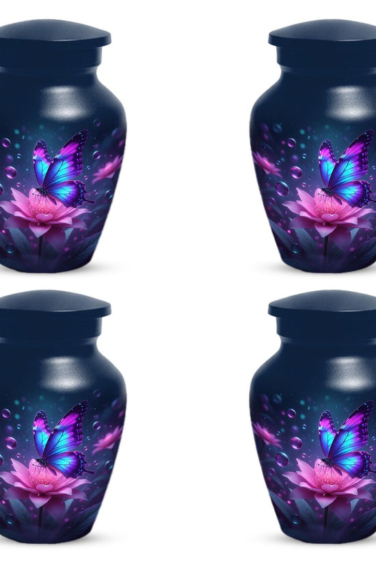 Blue Butterfly Personalized Urn For Ashes - Pink Lotus Cremation Urns | Keepsake & Large