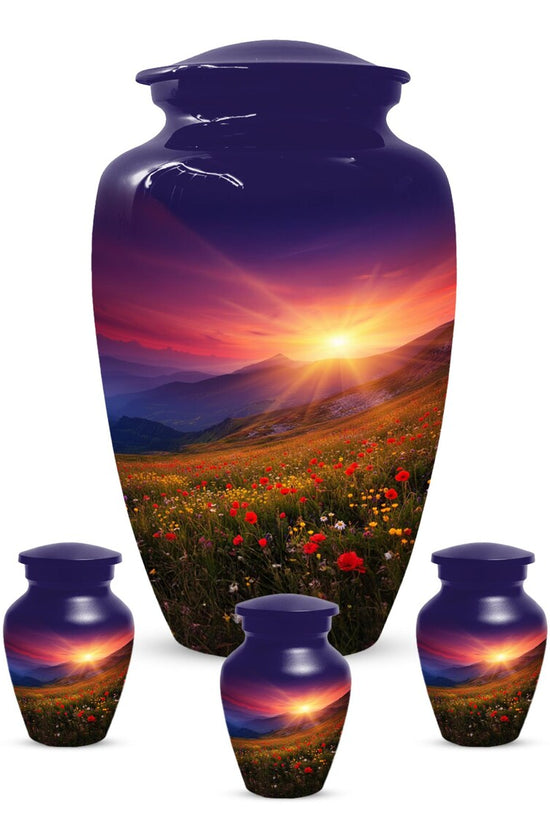 Flower Garden Sunset Urn for Ashes | Floral Cremation Urns For Male & Female