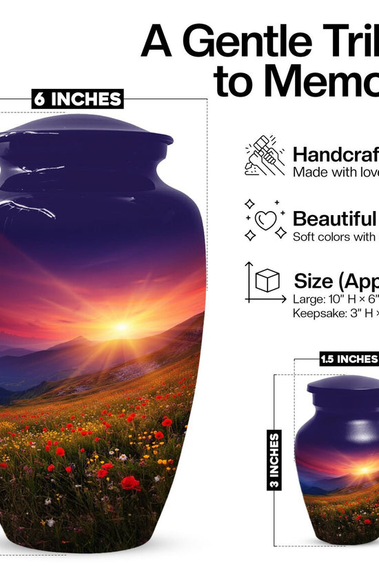 Flower Garden Sunset Urn for Ashes | Floral Cremation Urns For Male & Female