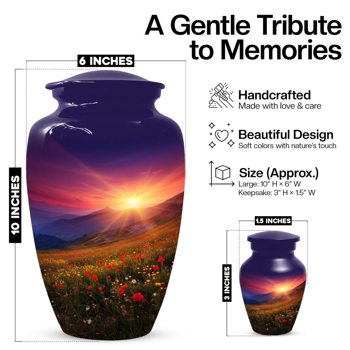 Flower Garden Sunset Urn for Ashes | Floral Cremation Urns For Male & Female