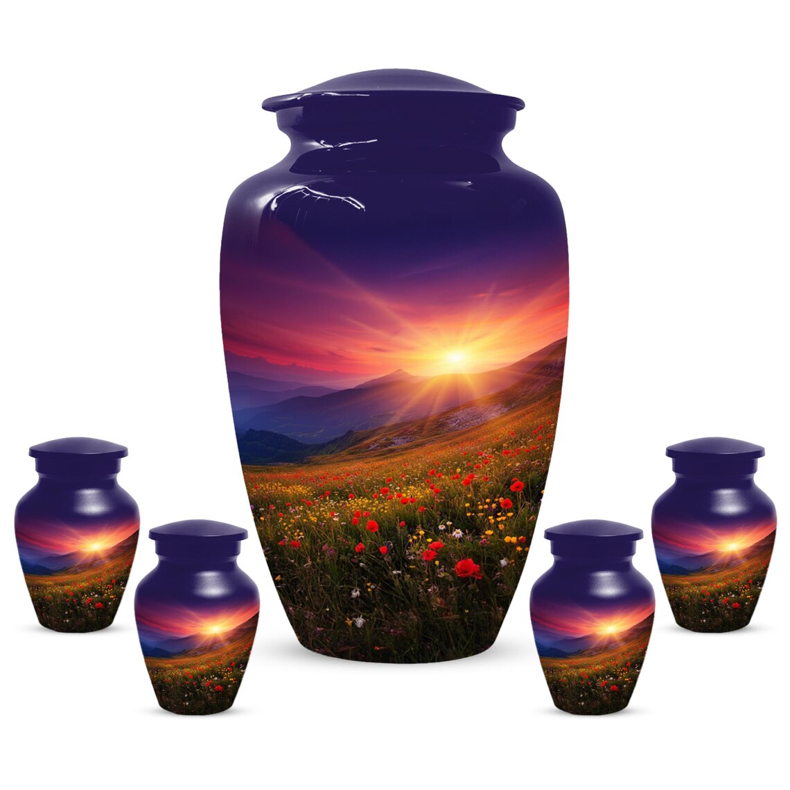 Flower Garden Sunset Urn for Ashes | Floral Cremation Urns For Male & Female