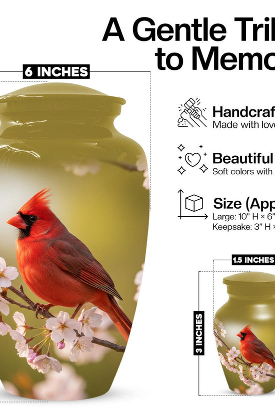 Red Cardinal Urn For Human Ashes