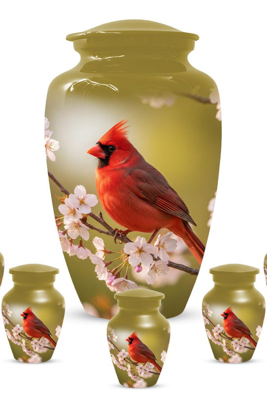 Red Cardinal Urn For Human Ashes