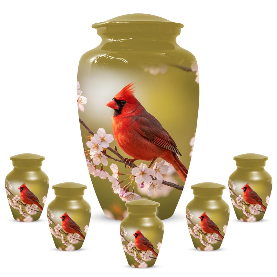 Red Cardinal Urn For Human Ashes