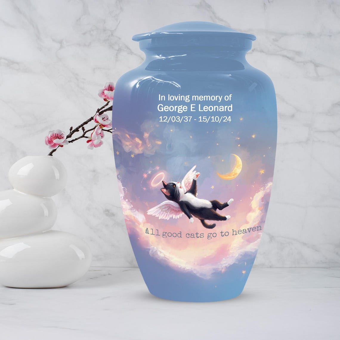 Personalized Black Cat Urn For Ashes