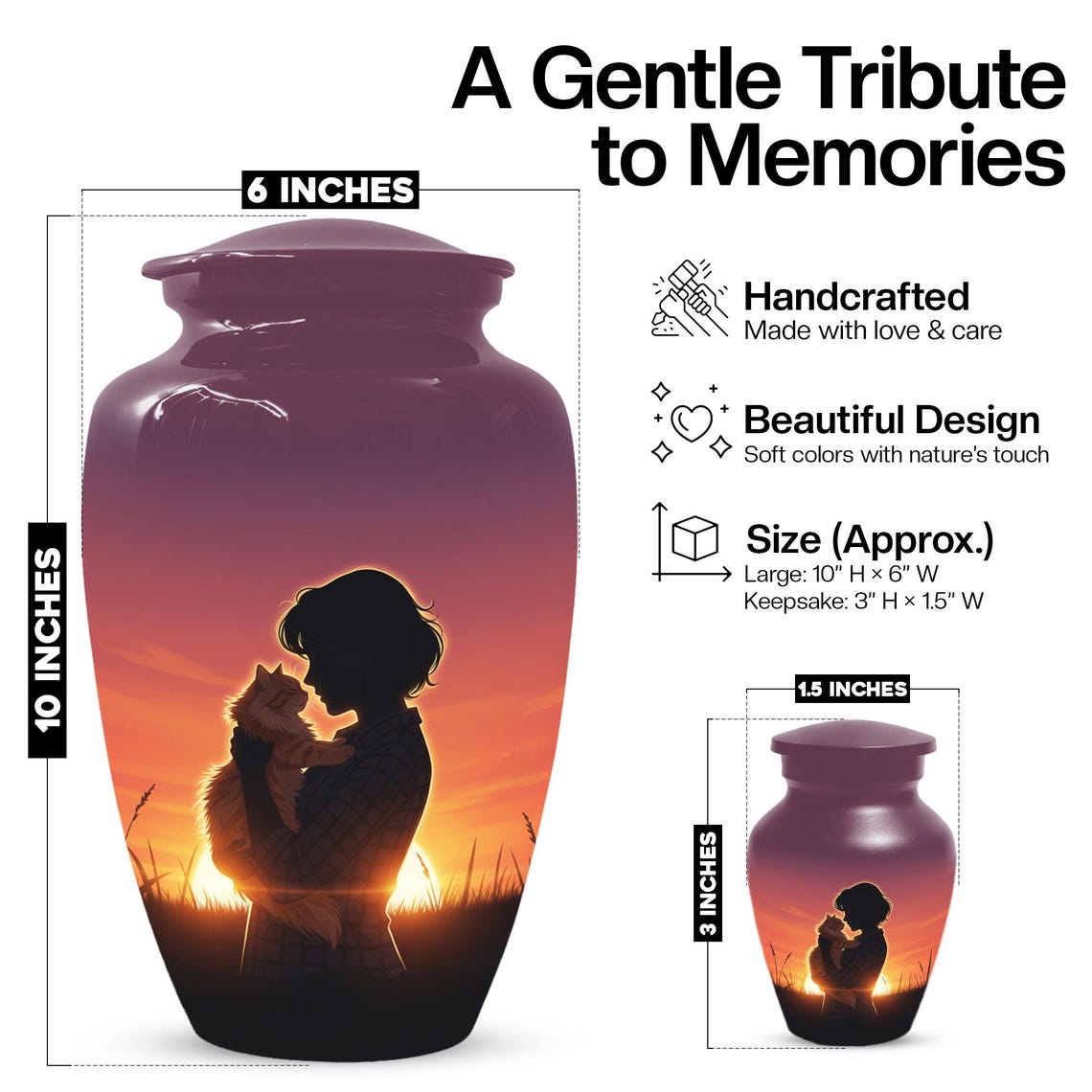 Orange Cat Urns For Ashes | Feline Urn For Pet