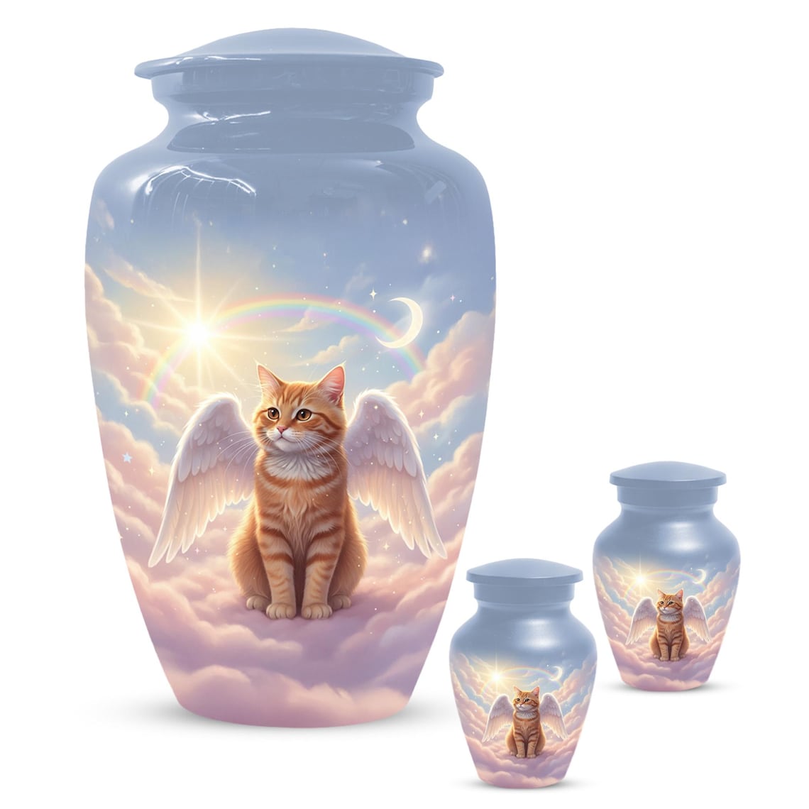 Orange Cat Angel Urns For Ashes 
