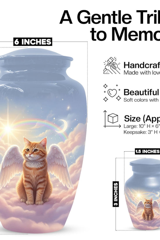 Orange Cat Angel Urns For Ashes 
