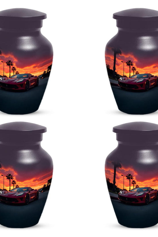 Red Car Urn For Human Ashes | Beach Sunset Urns For Male & Female

