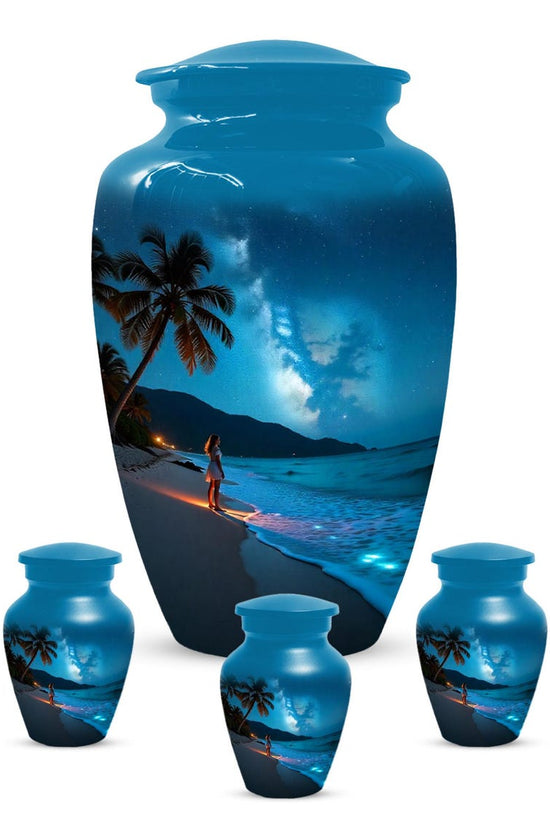 Girl on Beach Urn For Female | Handmade Moonlit Mini Small Urns For Mom
