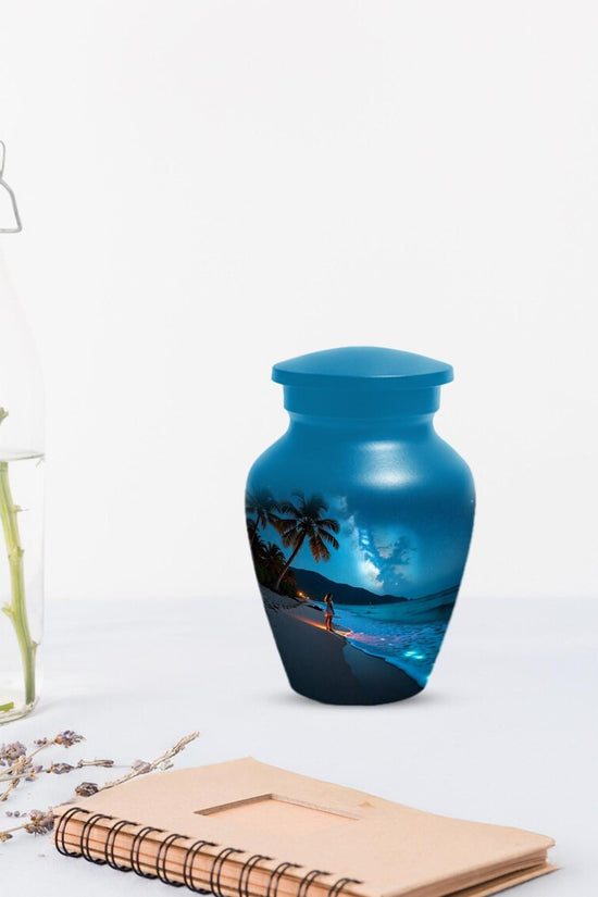 Girl on Beach Urn For Female | Handmade Moonlit Mini Small Urns For Mom
