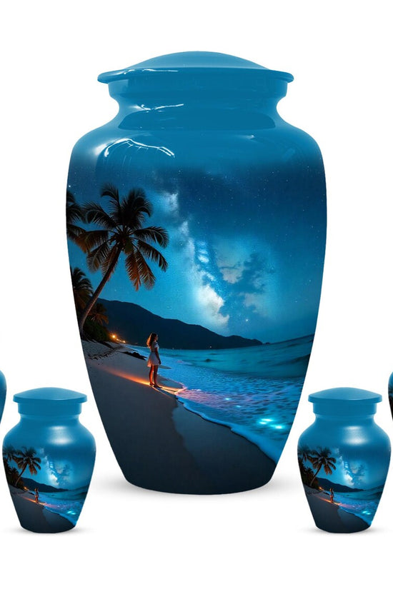 Girl on Beach Urn For Female | Handmade Moonlit Mini Small Urns For Mom
