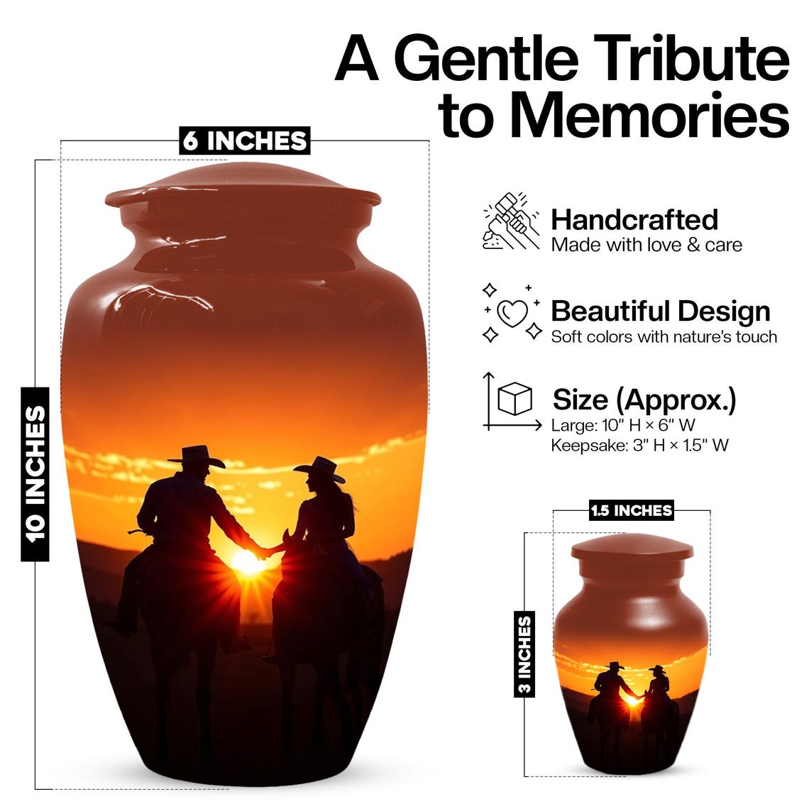 Cowboy & Cowgirl Urns For Human Ashes | Handmade Personalized Urn For Adults
