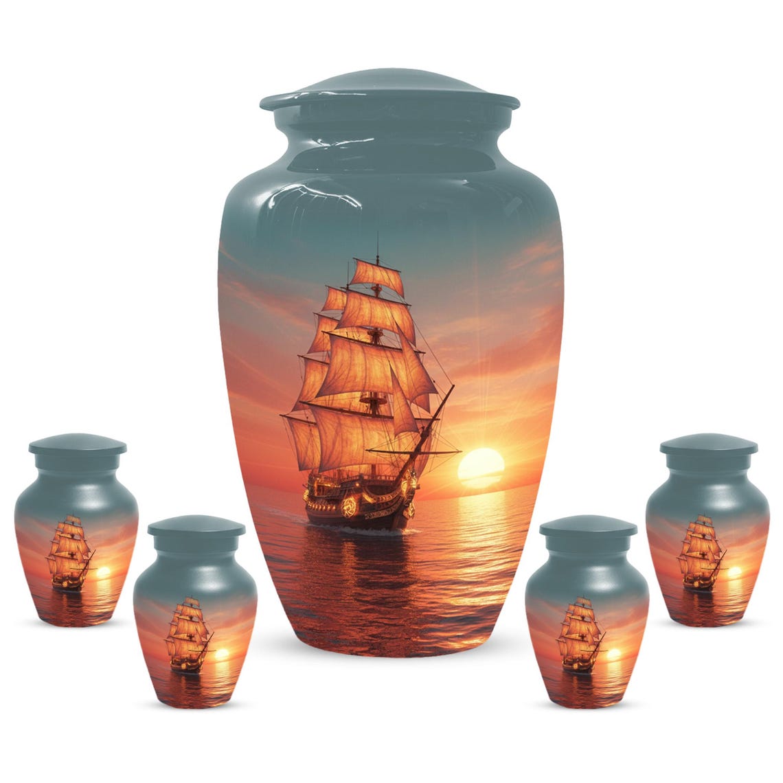 Sailboat Sunset Urns For Ashes | Ocean Ship Custom Urn