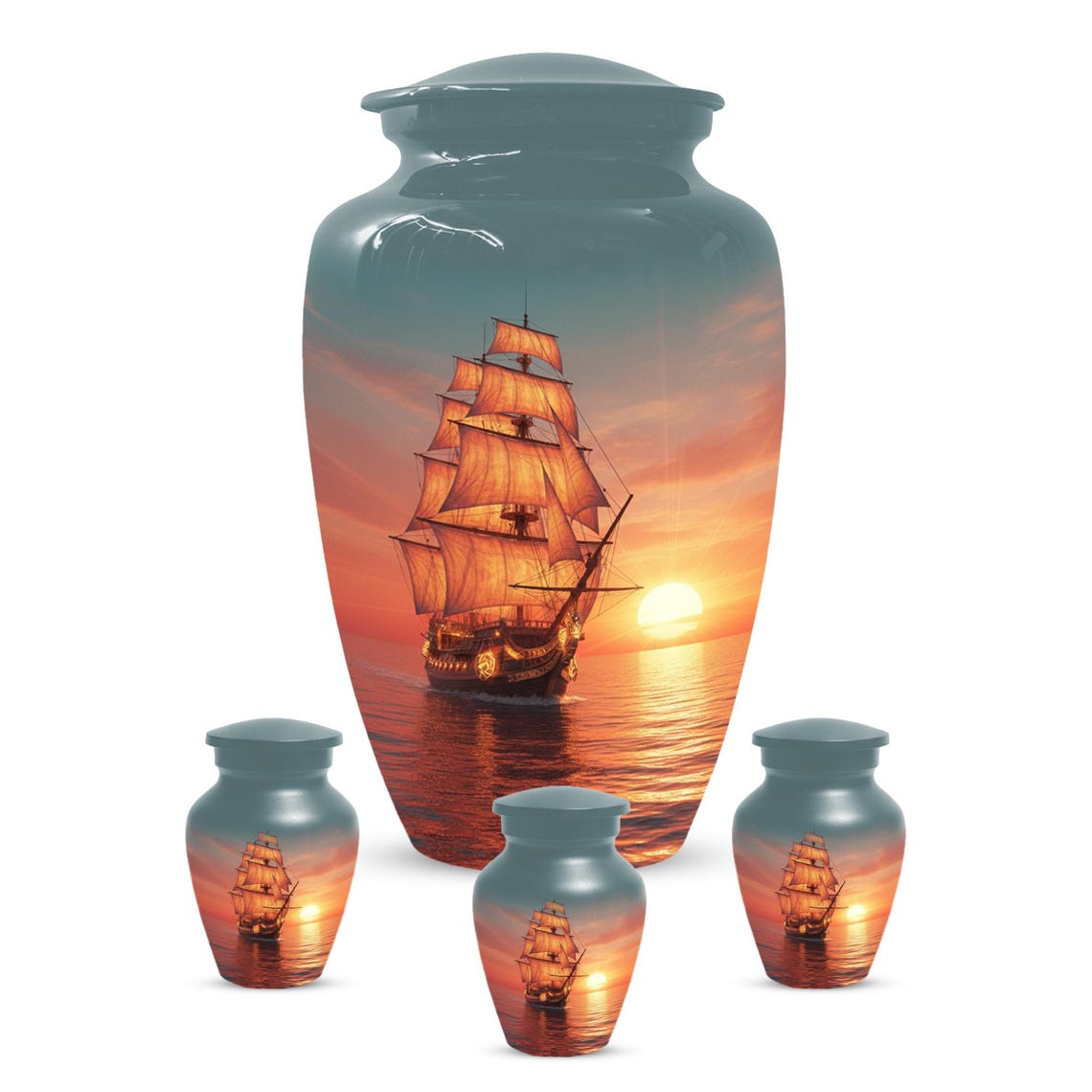 Sailboat Sunset Urns For Ashes | Ocean Ship Custom Urn